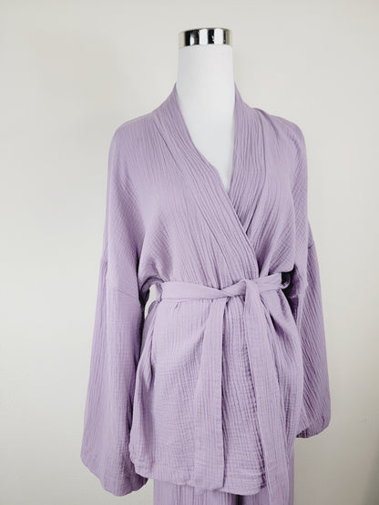 Breathable Muslin Set for Women, Versatile Everyday Wear, Lilac