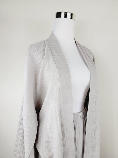 Breathable Muslin Set for Women, Versatile Everyday Wear, Gray