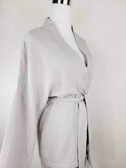 Breathable Muslin Set for Women, Versatile Everyday Wear, Gray