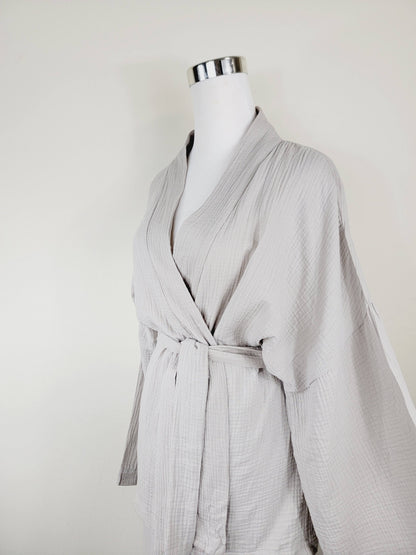 Breathable Muslin Set for Women, Versatile Everyday Wear, Gray