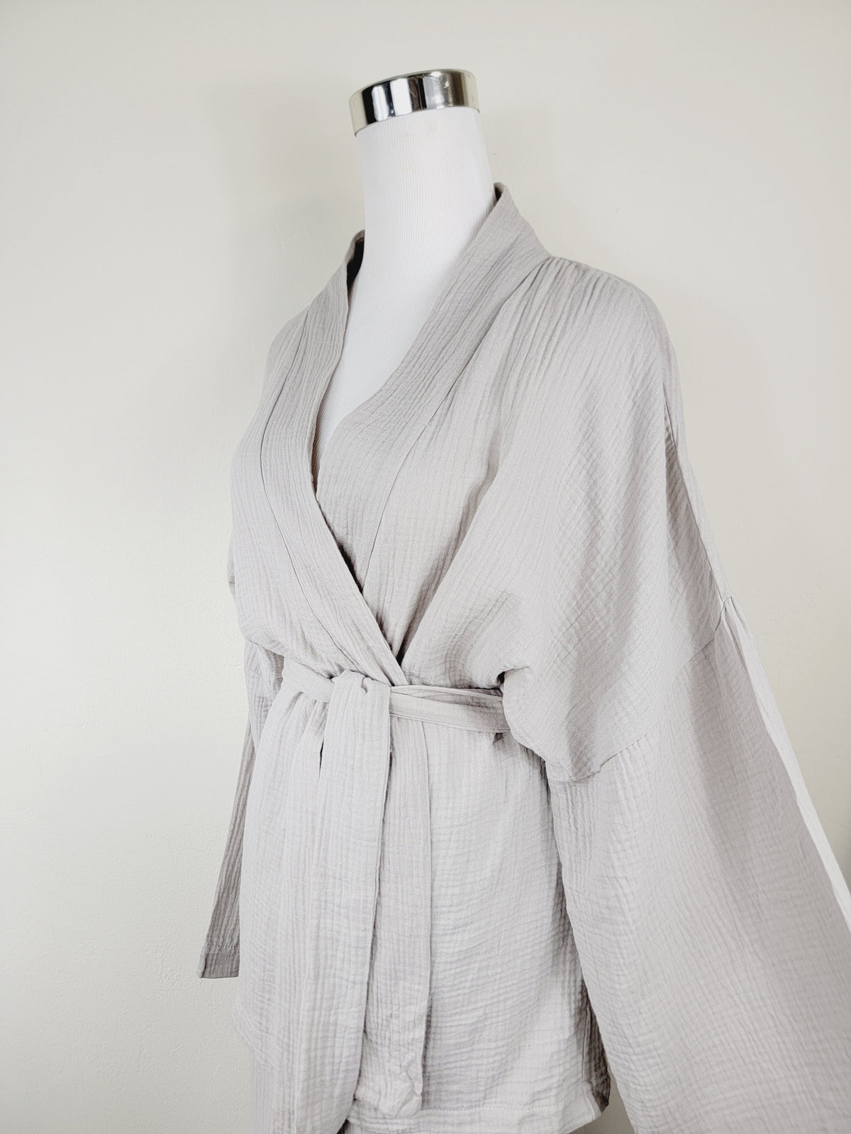 Breathable Muslin Set for Women, Versatile Everyday Wear, Gray