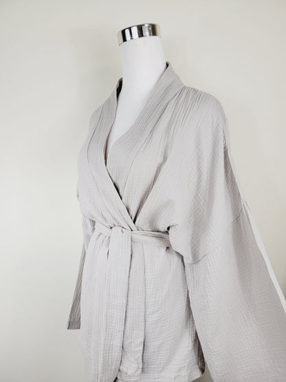 Breathable Muslin Set for Women, Versatile Everyday Wear, Gray
