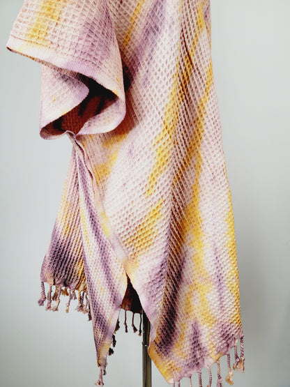 Paréo-serviette tout-aller taille unique – idéal pour la plage, prune/citron
