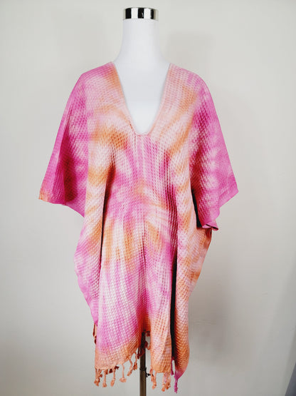 Paréo de plage taille unique – idéal pour la plage, orange/rose
