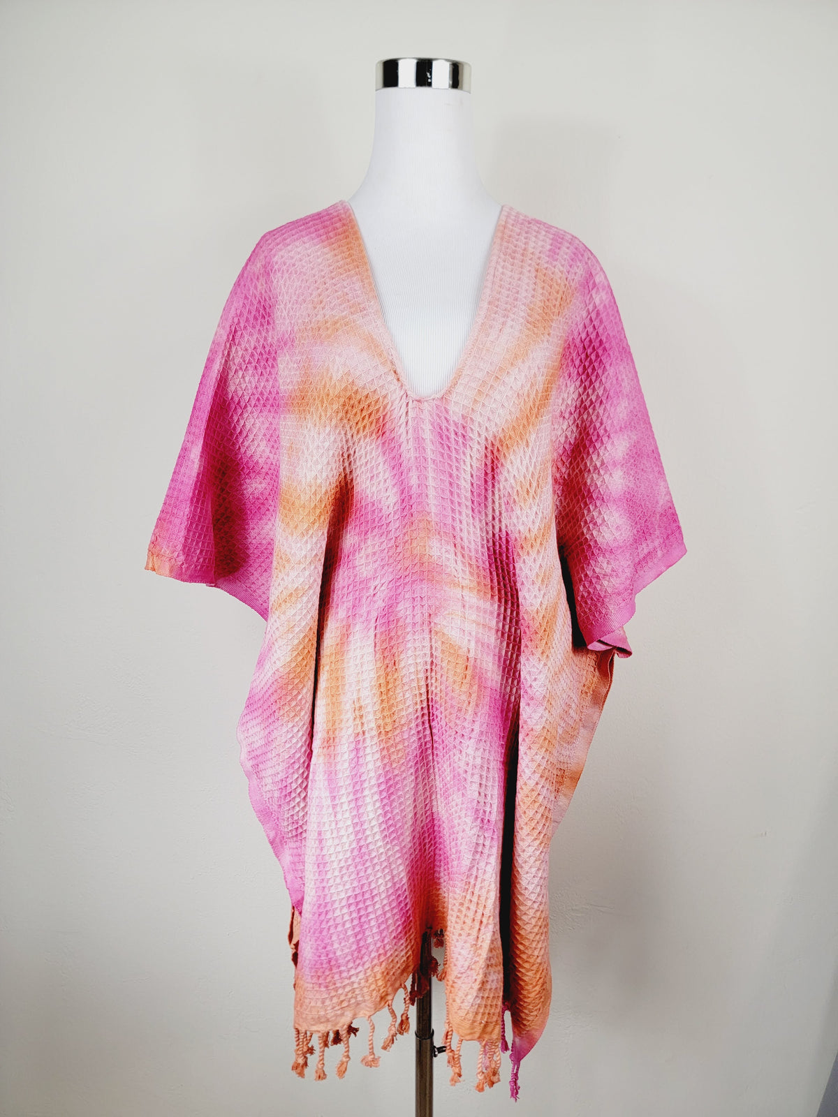 Paréo de plage taille unique – idéal pour la plage, orange/rose