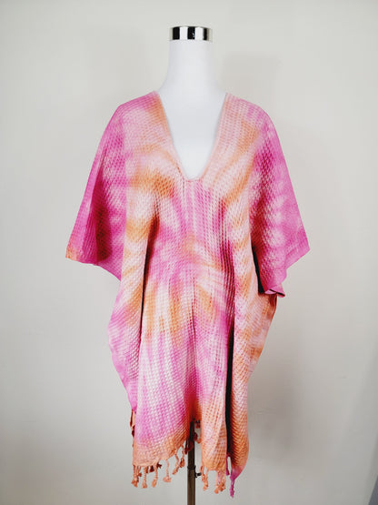 Paréo de plage taille unique – idéal pour la plage, orange/rose