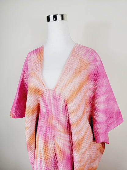 Paréo de plage taille unique – idéal pour la plage, orange/rose