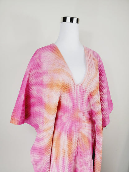Paréo de plage taille unique – idéal pour la plage, orange/rose