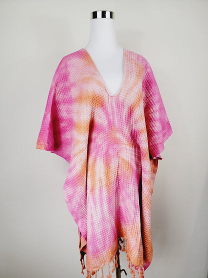 Paréo de plage taille unique – idéal pour la plage, orange/rose