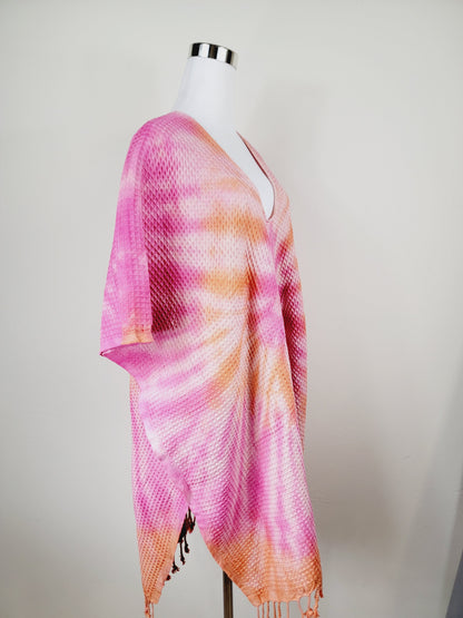 Paréo de plage taille unique – idéal pour la plage, orange/rose