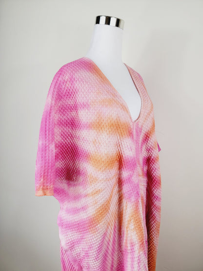 Paréo de plage taille unique – idéal pour la plage, orange/rose