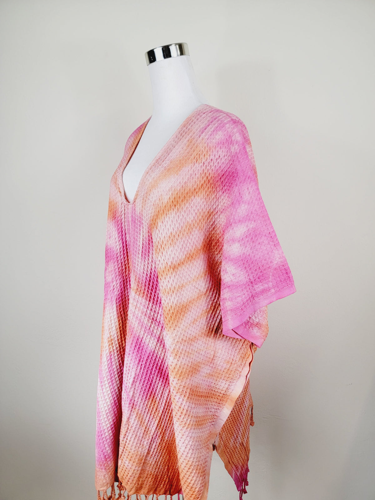 Paréo de plage taille unique – idéal pour la plage, orange/rose