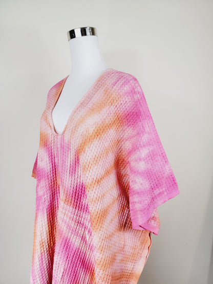 Paréo de plage taille unique – idéal pour la plage, orange/rose