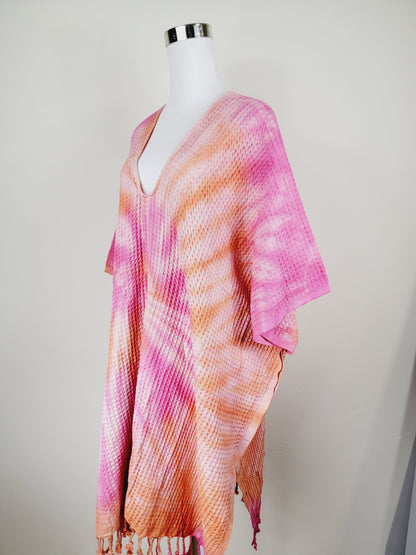 Paréo de plage taille unique – idéal pour la plage, orange/rose