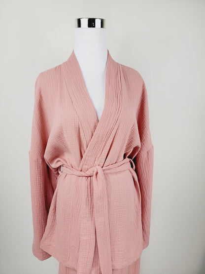 Breathable Muslin Set for Women, Versatile Everyday Wear , Blush