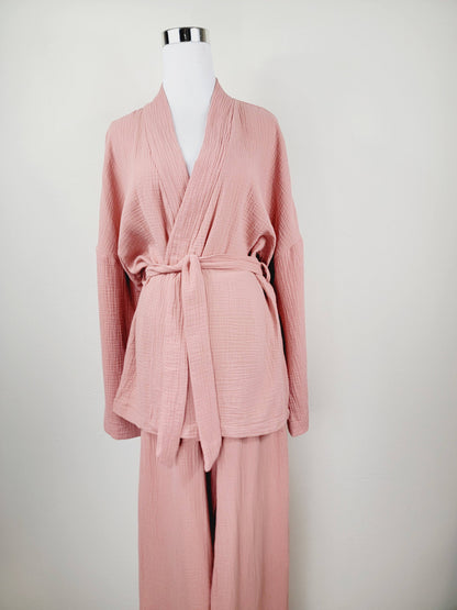 Breathable Muslin Set for Women, Versatile Everyday Wear , Blush