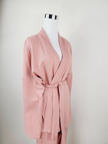 Breathable Muslin Set for Women, Versatile Everyday Wear , Blush