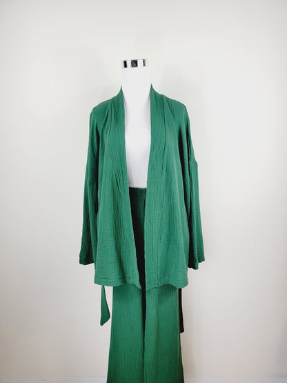Breathable Muslin Set for Women, Versatile Everyday Wear , Green
