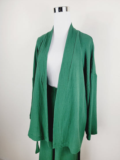 Breathable Muslin Set for Women, Versatile Everyday Wear , Green