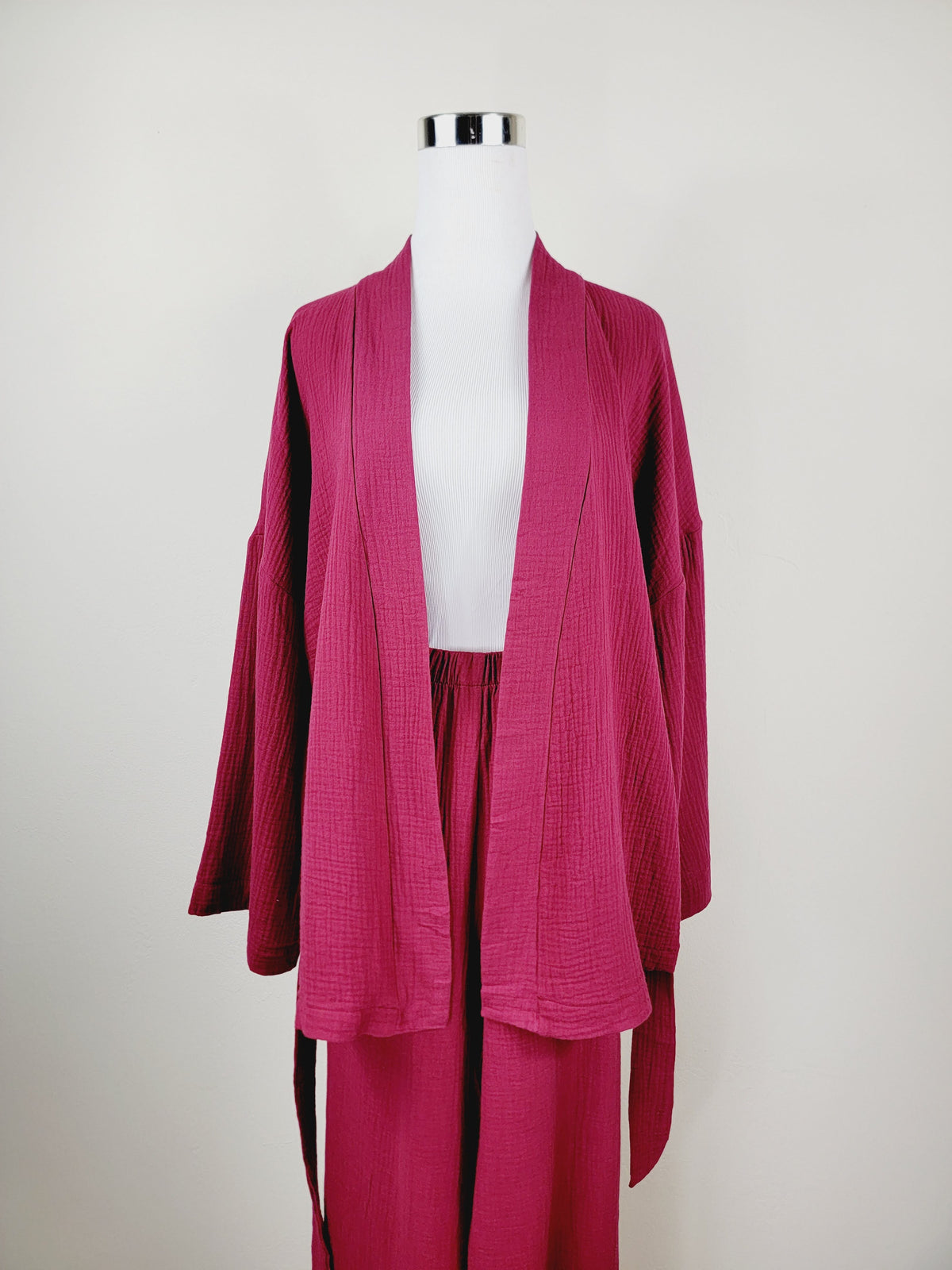 Breathable Muslin Set for Women, Versatile Everyday Wear , Cherry