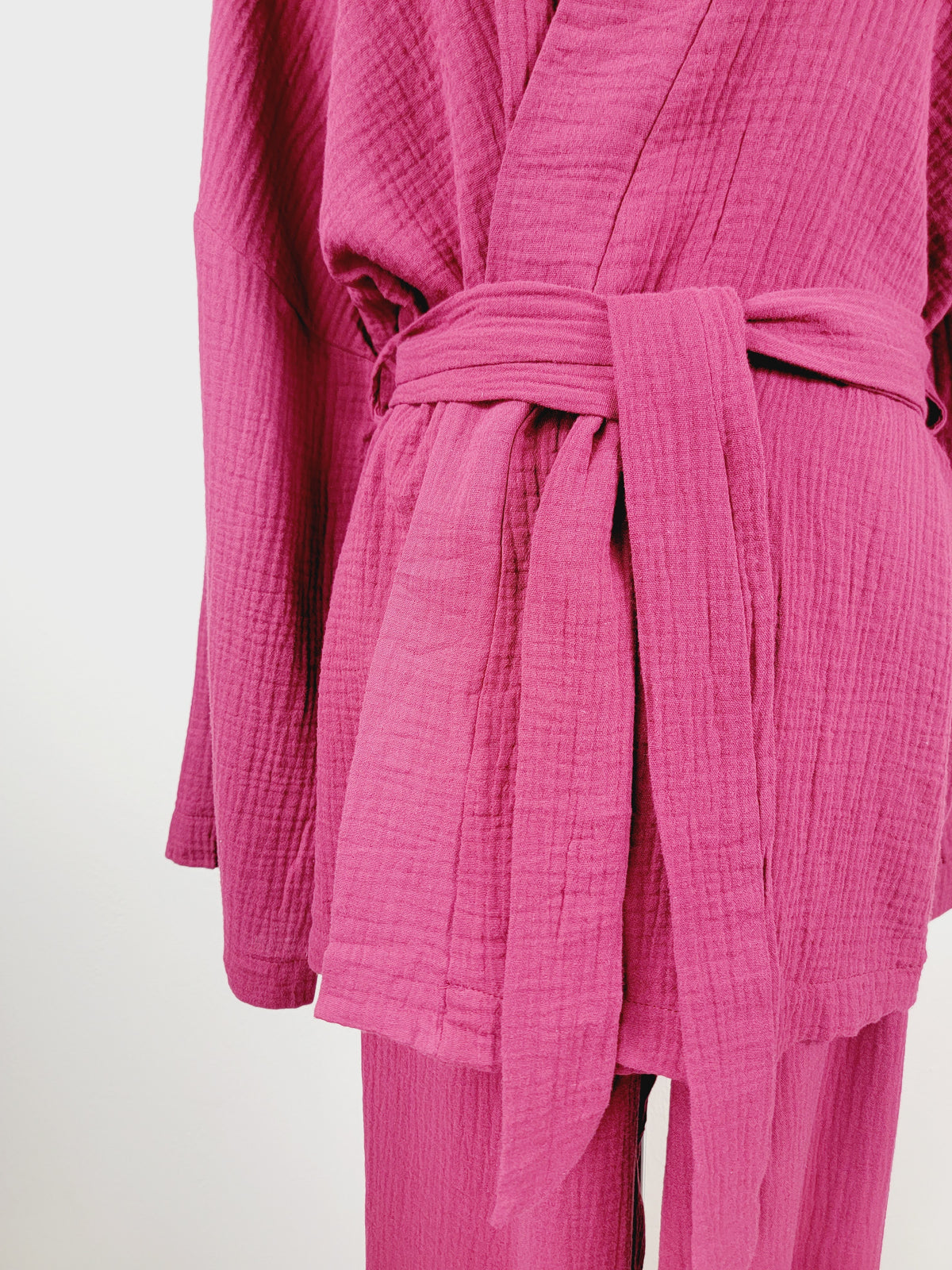 Breathable Muslin Set for Women, Versatile Everyday Wear , Cherry
