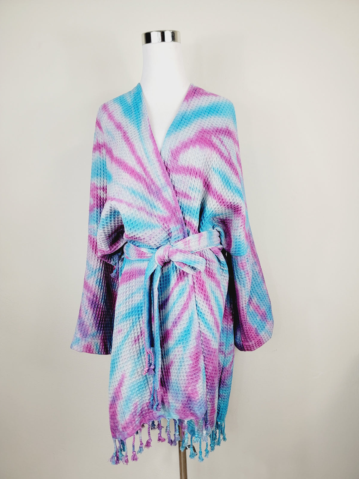 Peignoir unisexe en coton gaufré, robe de bain, de plage et de spa au tissage nid d'abeille, taille unique oversize