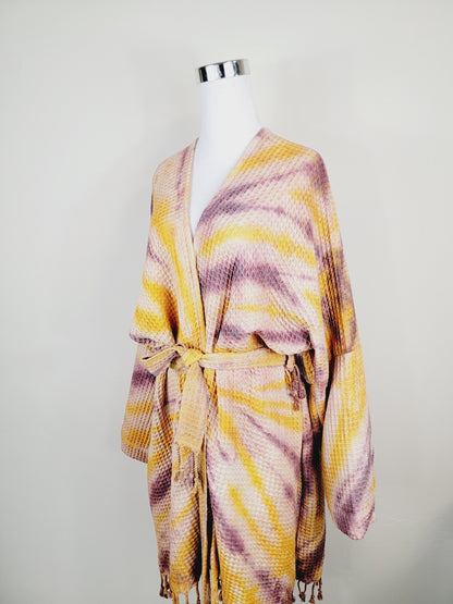 Unisex Cotton Waffle Robe, Honeycomb Weave Bath, Beach & Spa Robe, One Size Oversized