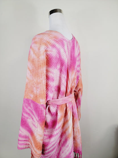 Peignoir unisexe en coton gaufré, peignoir à tissage nid d'abeille pour le bain, la plage et le spa, taille unique surdimensionnée