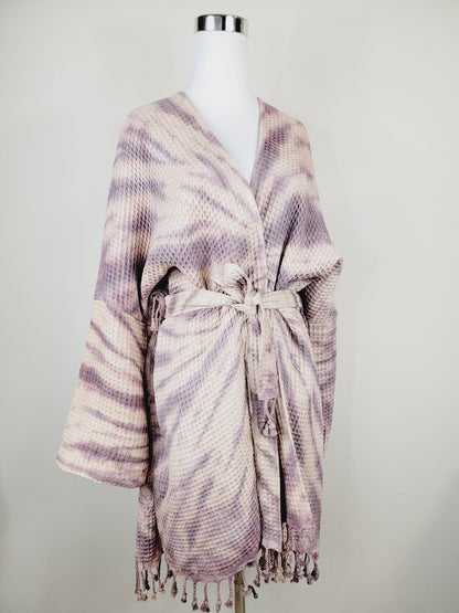 Unisex Cotton Waffle Robe, Honeycomb Weave Bath, Beach & Spa Robe, One Size Oversized