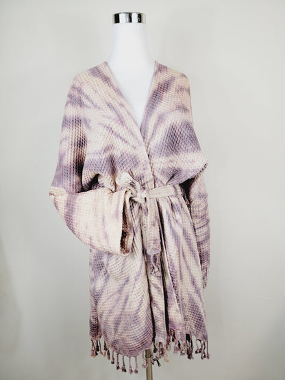 Unisex Cotton Waffle Robe, Honeycomb Weave Bath, Beach & Spa Robe, One Size Oversized