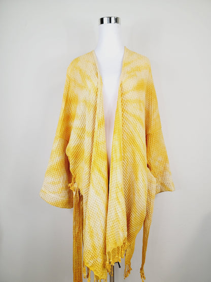 Unisex Cotton Waffle Robe, Honeycomb Weave Bath, Beach & Spa Robe, One Size Oversized