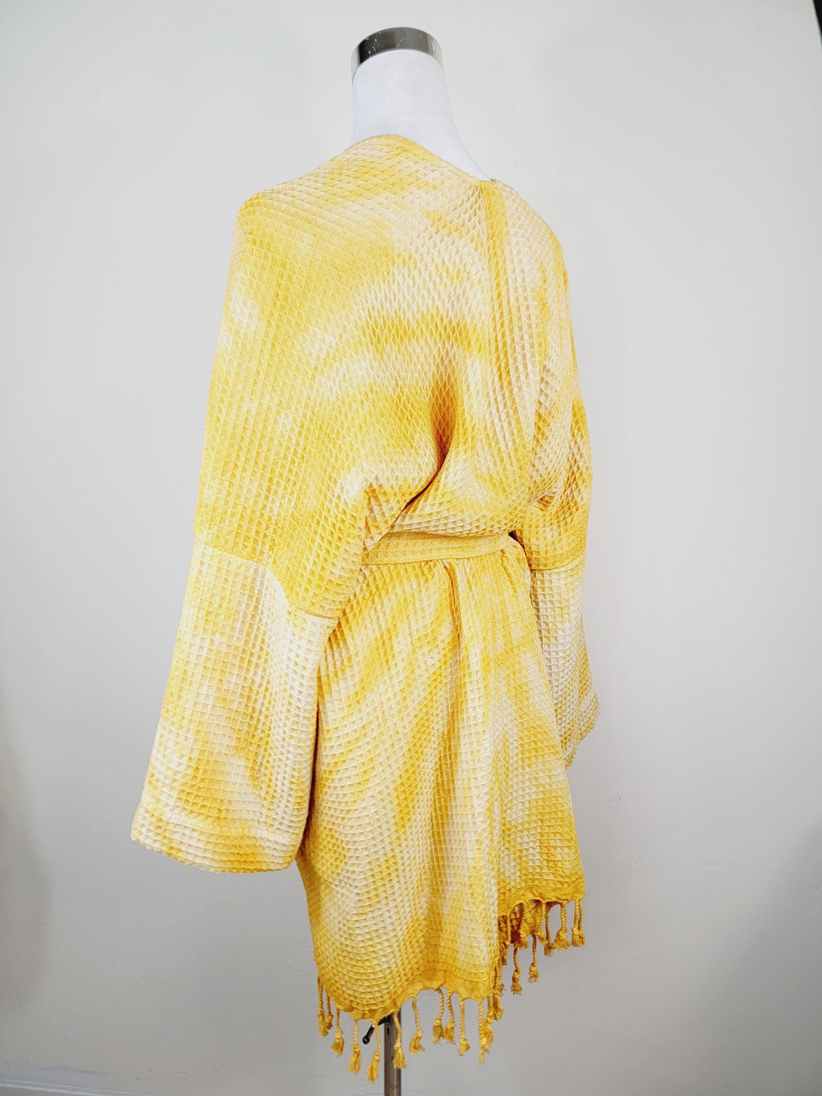 Unisex Cotton Waffle Robe, Honeycomb Weave Bath, Beach & Spa Robe, One Size Oversized