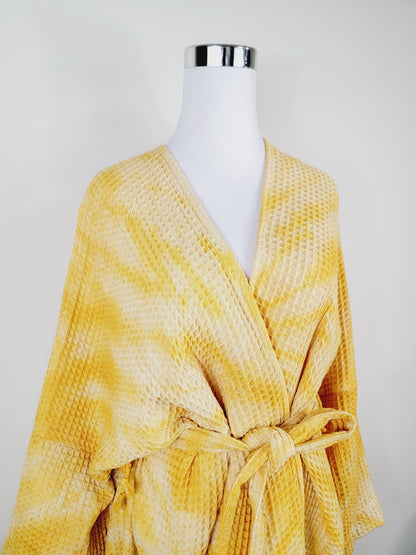Unisex Cotton Waffle Robe, Honeycomb Weave Bath, Beach & Spa Robe, One Size Oversized