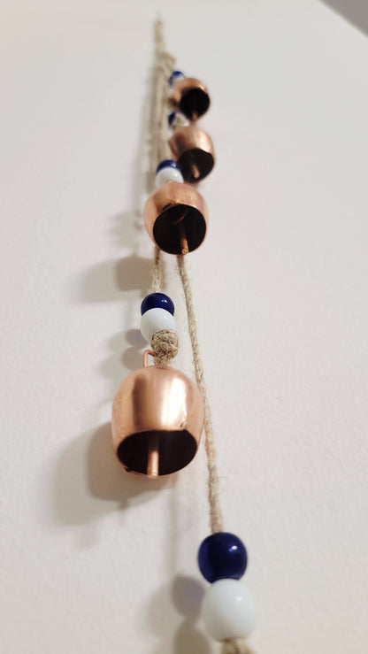 Carillon éolien en cuivre avec perles œil porte-bonheur, décoration de jardin d’extérieur