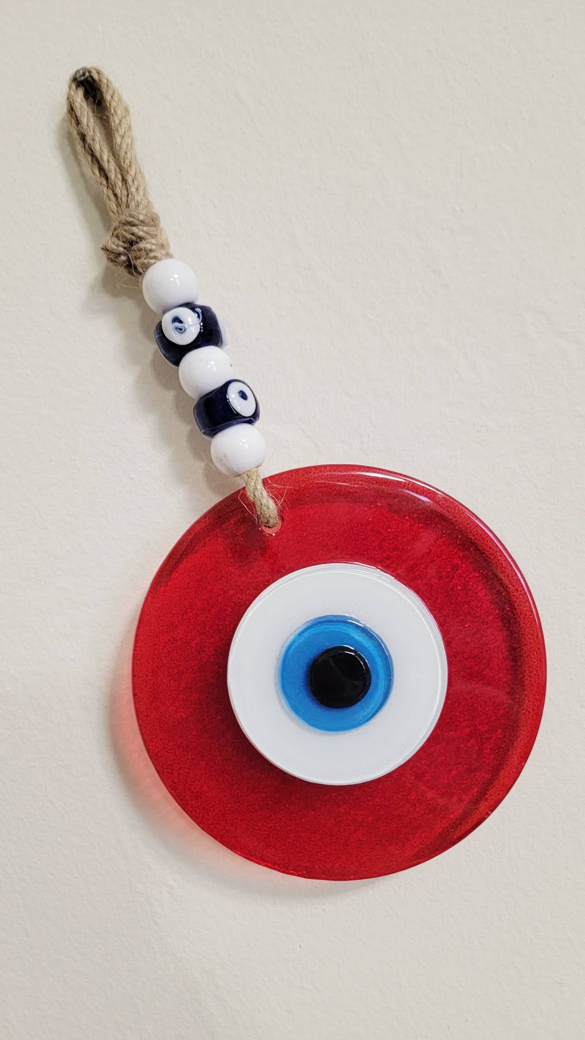 Large Red Glass Evil Eye Wall Hanging Handmade Nazar Home Decor