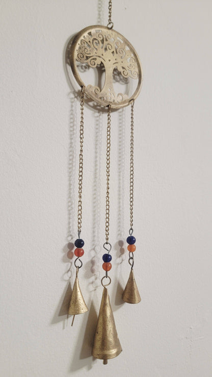 Tree of Life Metal Wind Chime with Bells and Colorful Beads 22.5 Inch