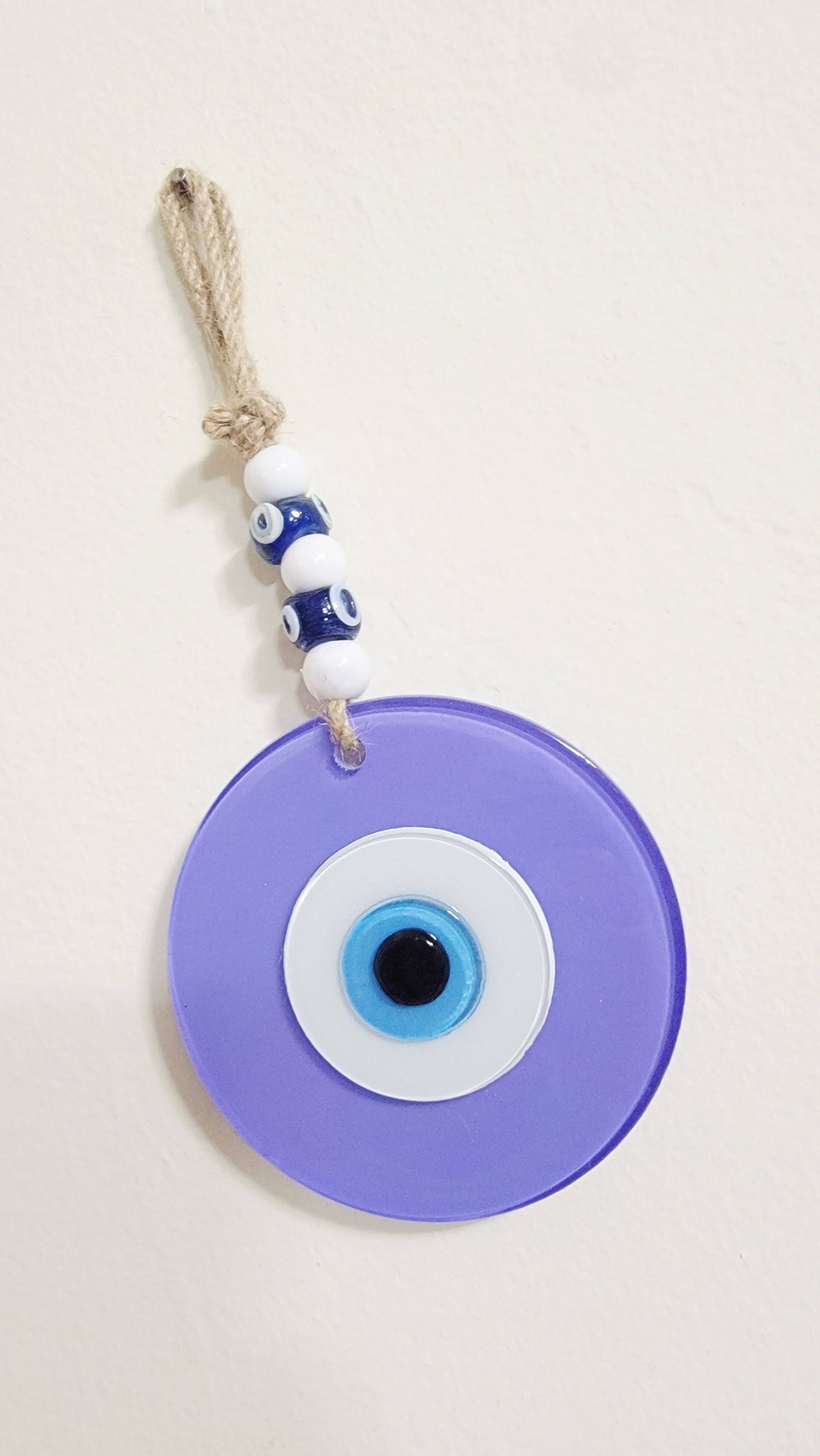 Large Matte Purple Glass Evil Eye Wall Hanging Handmade Nazar Home Decor