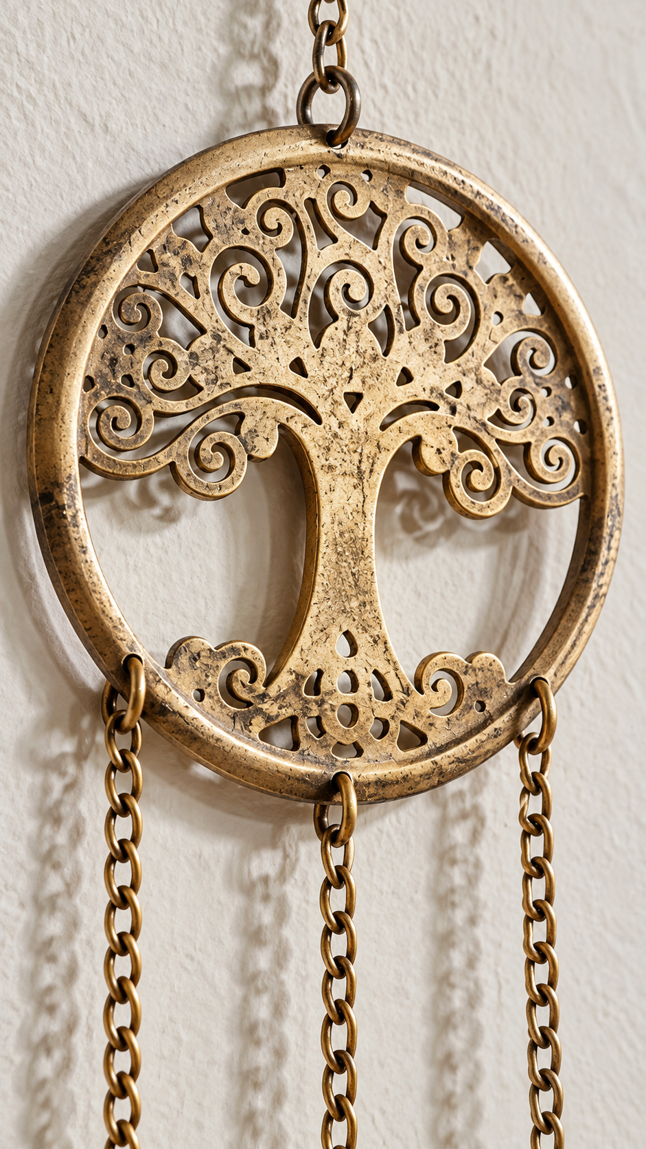 Tree of Life Metal Wind Chime with Bells and Colorful Beads 22.5 Inch