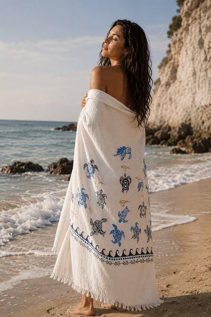 Serviette de bain, plage, piscine et spa à séchage rapide, douce, légère et surdimensionnée - Tortue