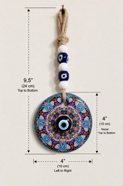Traditional Mediterranean Glass Evil Eye Wall Decor, Ottoman