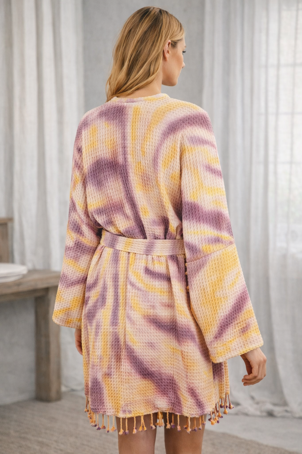 Unisex Cotton Waffle Robe, Honeycomb Weave Bath, Beach & Spa Robe, One Size Oversized