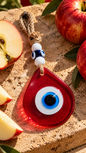Teardrop Evil Eye Wall Hanging Glass Mediterranean Home Decor Red