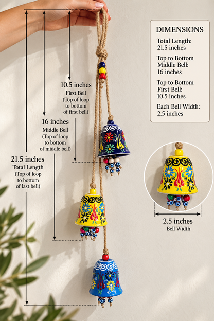 Carillon à vent en céramique turque faite main avec mauvais œil, décoration d'intérieur