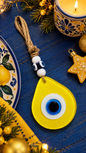 Teardrop Evil Eye Wall Hanging Glass Mediterranean Home Decor Lemon