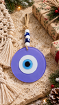 Large Matte Purple Glass Evil Eye Wall Hanging Handmade Nazar Home Decor