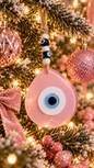 Jumbo Matte Pink Glass Evil Eye Wall Hanging with Beads 10 Inch