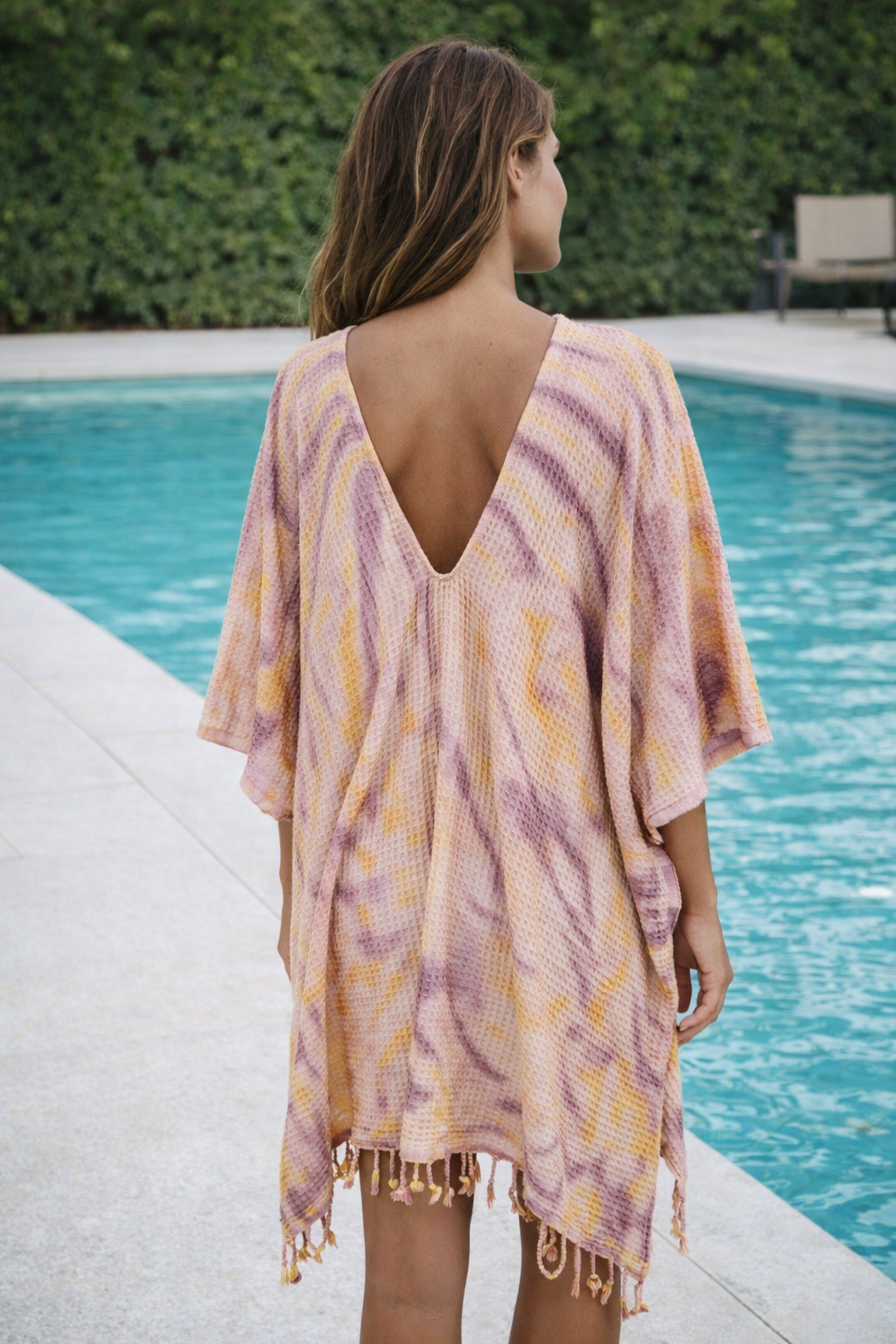 Paréo-serviette tout-aller taille unique – idéal pour la plage, prune/citron
