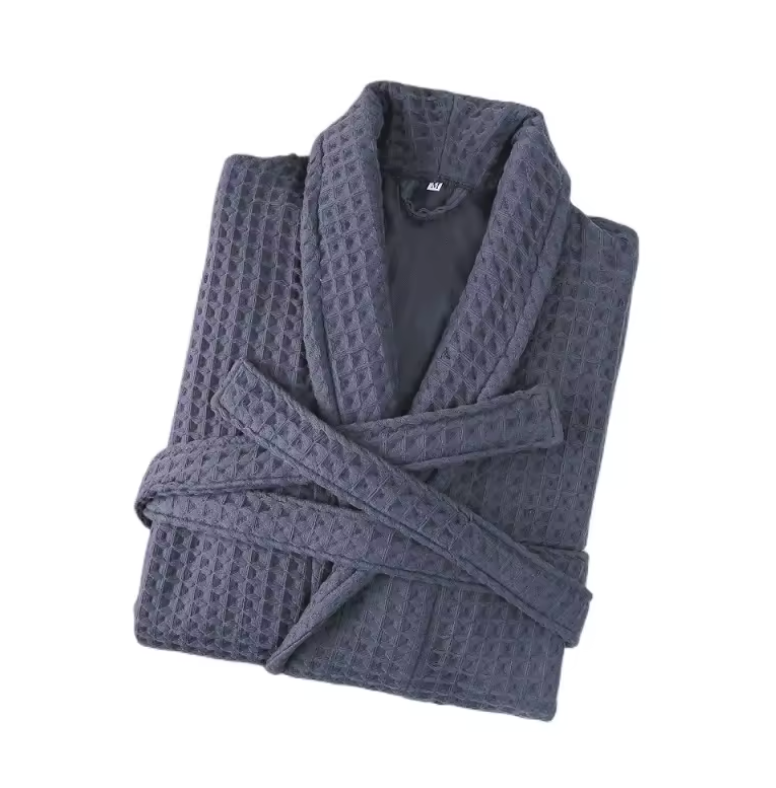 Peignoir de bain gaufré en coton de luxe, unisexe, longueur genou, style spa et hôtel
