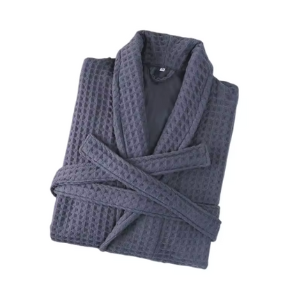Peignoir de bain gaufré en coton de luxe, unisexe, longueur genou, style spa et hôtel