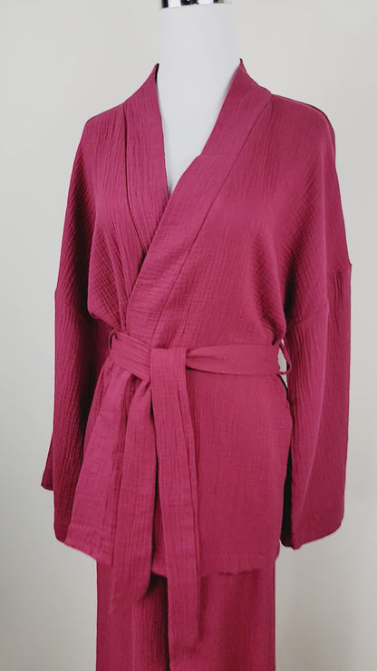 Breathable Muslin Set for Women, Versatile Everyday Wear , Fire brick